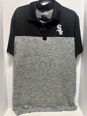 Chicago White Sox MLB Majestic Gray Black Polo XL  NWT